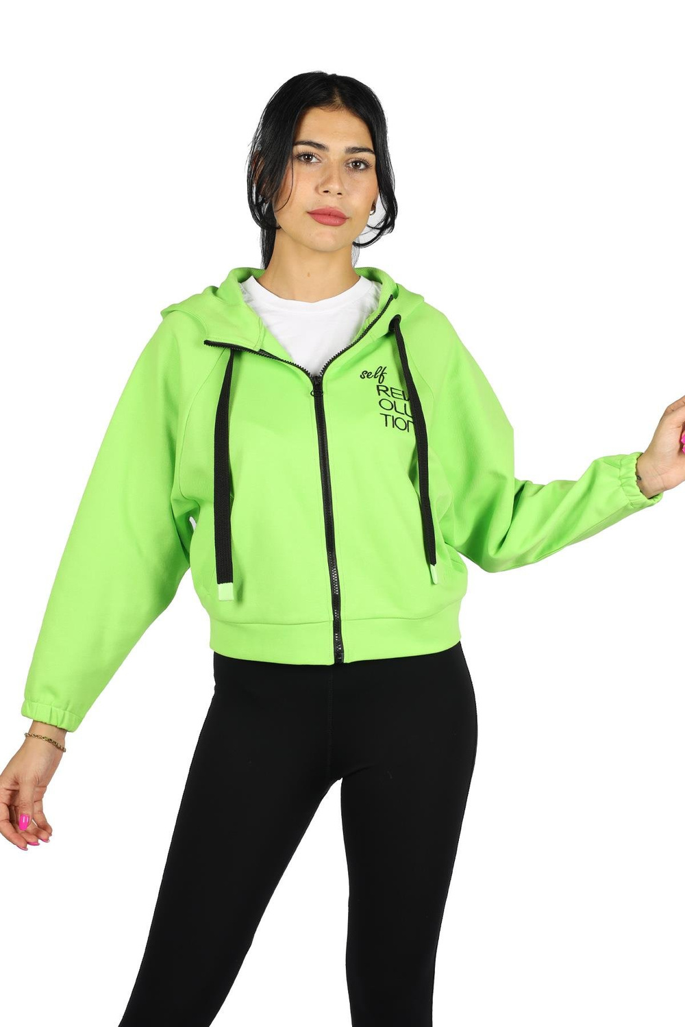 Naar Naar Kadın Kapüşonlu Fermuar Kapamalı Cepli Uzun Kol Yeşil Ceket NAAR71606-YEŞİL