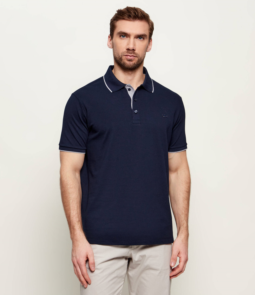 Paul Shark Paul Shark Erkek Düğme Kapama Kısa Kol %100 Pamuk Mavi Polo Yaka T-Shirt 26411272-013
