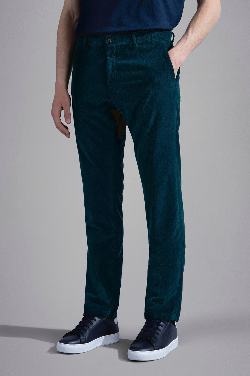 Paul Shark Paul Shark Erkek Normal Belli Dar Kesim Düz Paça Petrol Yeşili Pantolon 12314025-431