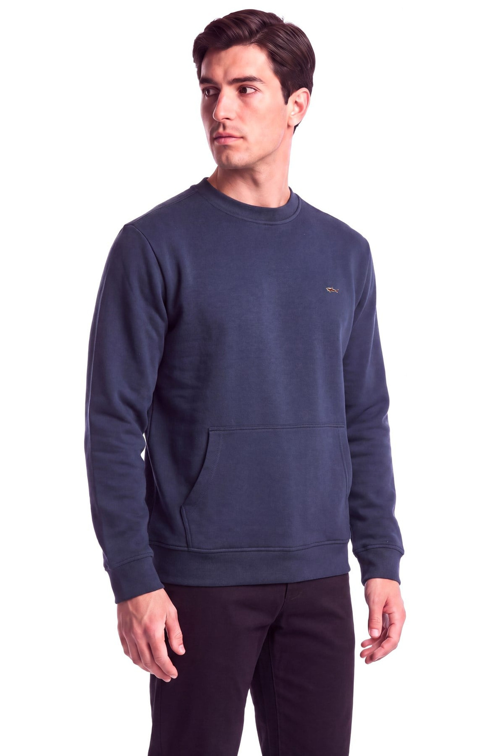 Paul Shark Paul Shark Erkek Normal Kalıp Yuvarlak Yakalı Metalik Logo Detaylı Uzun Kollu Mavi Sweatshirt 16311844-51E