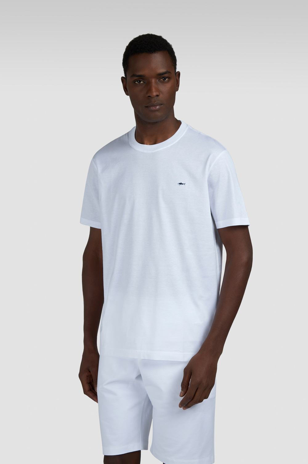 Paul Shark Paul Shark Erkek Regular Fit Ribanalı Yakalı Metalik Logo Detaylı Pamuklu Kısa Kollu Beyaz T-Shirt 99311005A-010