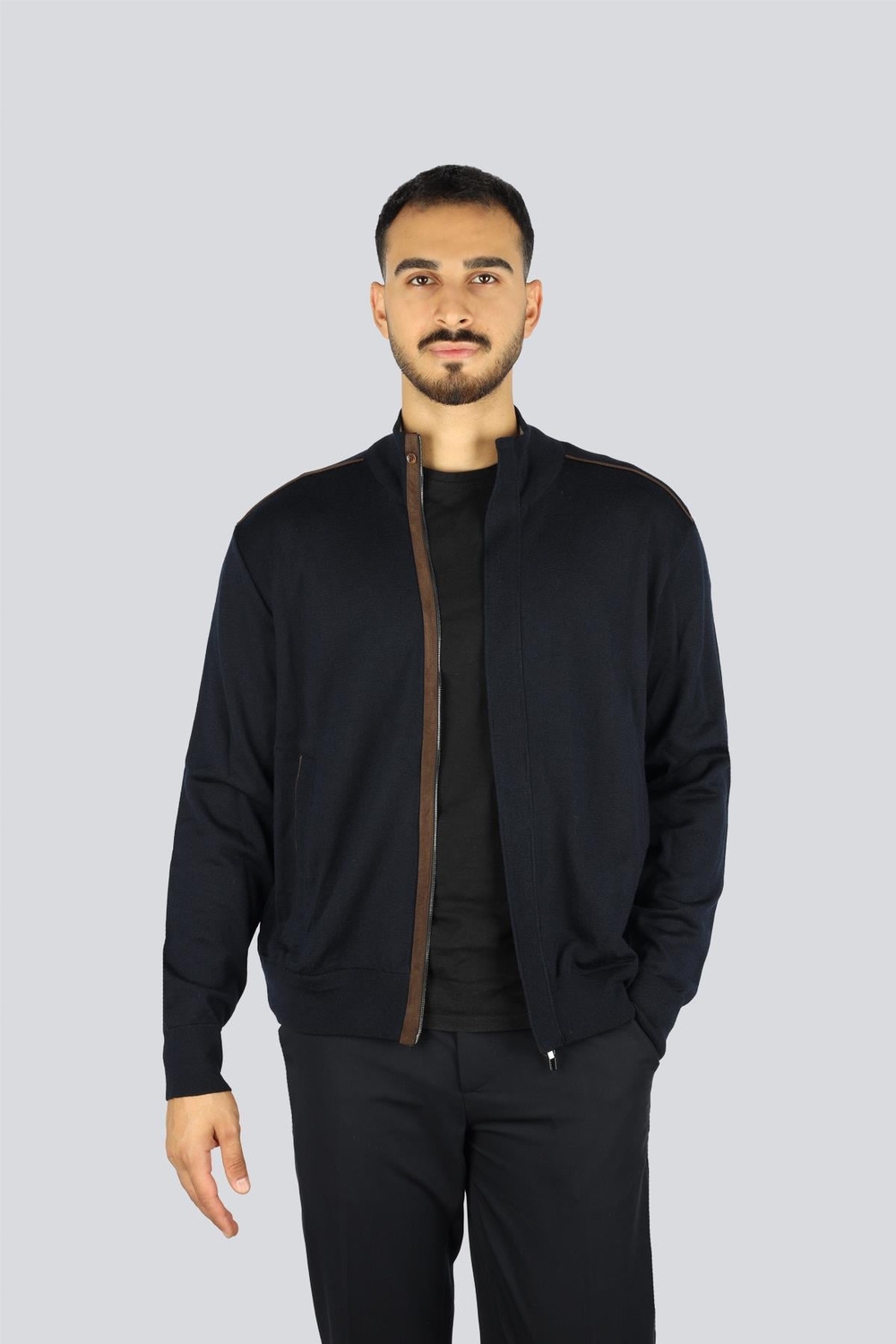 Paul Shark Paul Shark Erkek Regular Fit %100 Yün Dik Yaka Uzun Kollu Lacivert Hırka 15311203-050