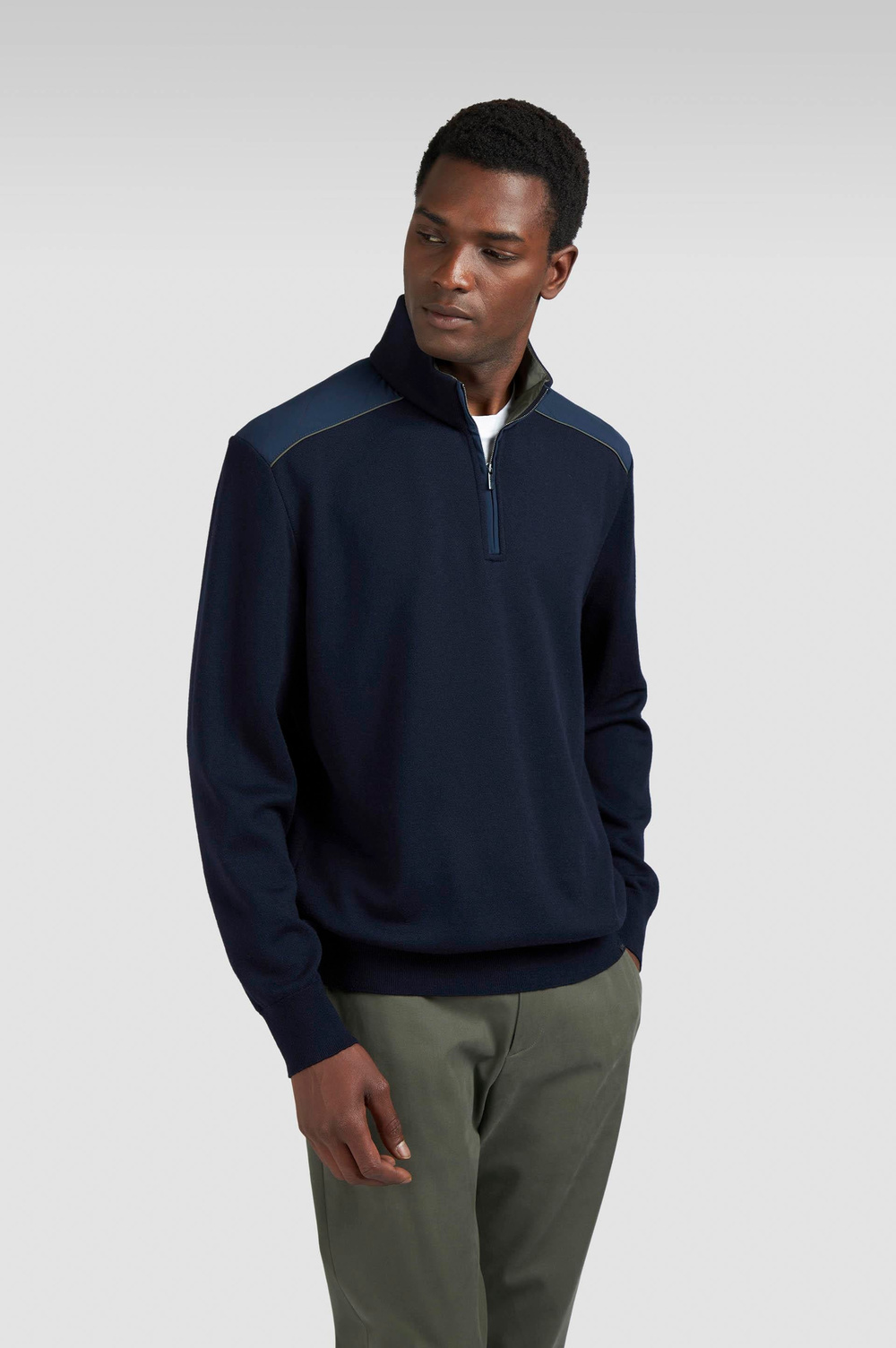 Paul Shark Paul Shark Erkek Regular Fit %100 Yün Uzun Kollu Yarım Fermuarlı Triko Lacivert Triko 15311131-050