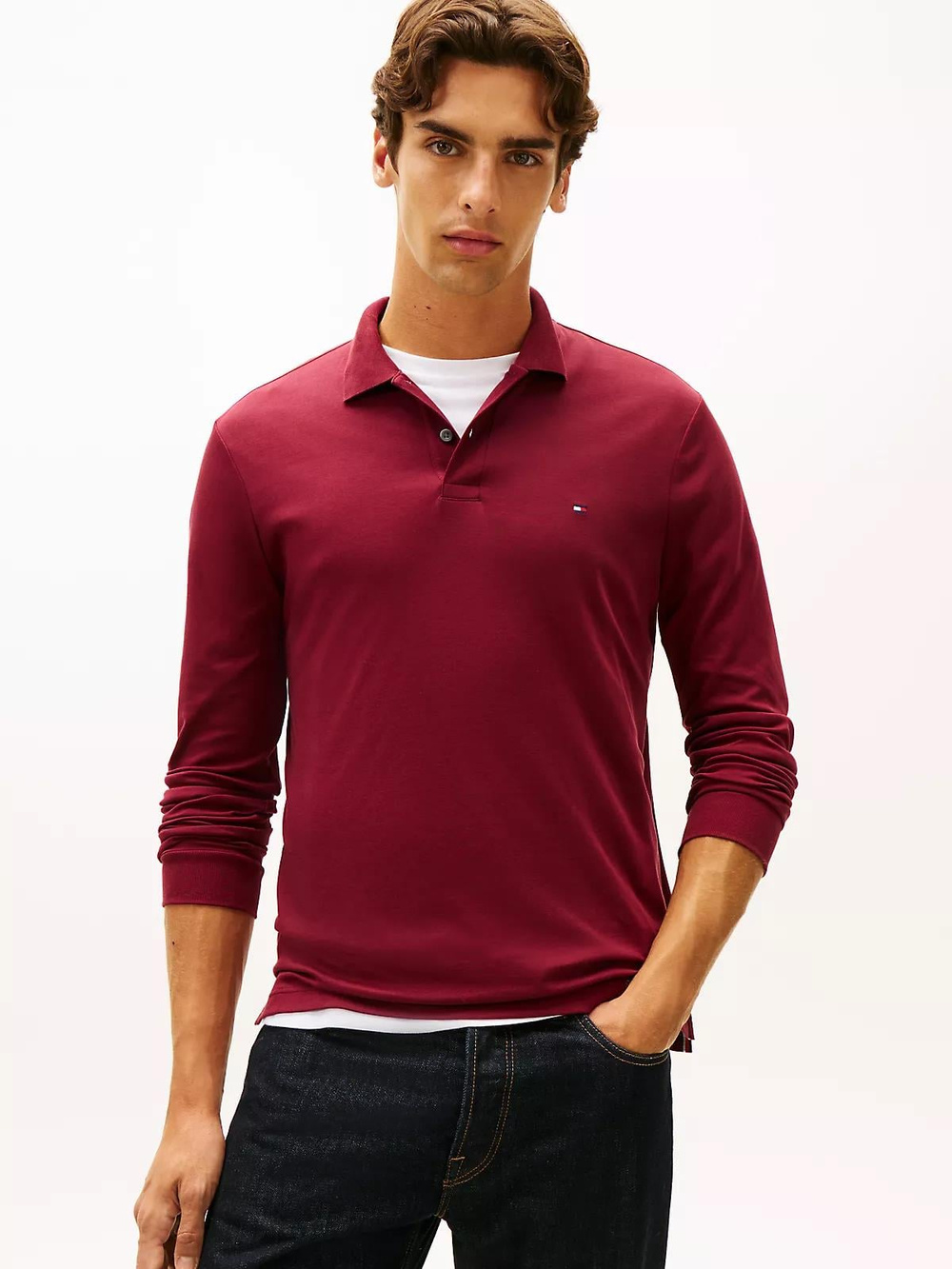 Tommy Hilfiger Tommy Hilfiger Erkek %100 Pamuklu Normal Kesim Uzun Kollu Kırmızı Polo Yaka T-Shirt MW0MW37317-VLP