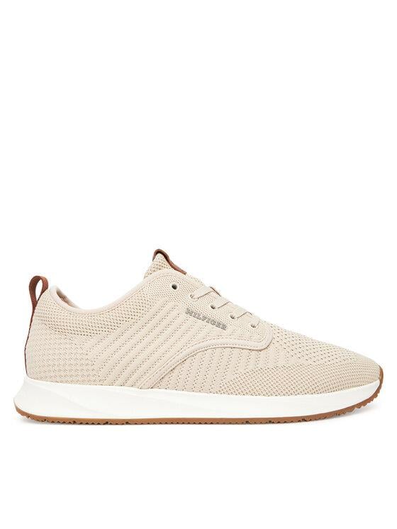 Tommy Hilfiger Tommy Hilfiger Erkek Düşük Bilekli Örme Üst Yüzeyli EVA Dış Tabanlı Bej Sneaker FM0FM05527-ACI