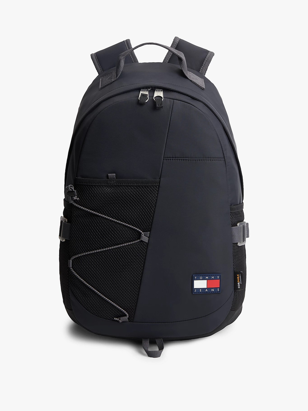 Tommy Hilfiger Tommy Hilfiger Erkek Logo Bayrak Etiketli Fileli Ön Bölmeli Fermuarlı Siyah Sırt Çantası AM0AM14341-BDS