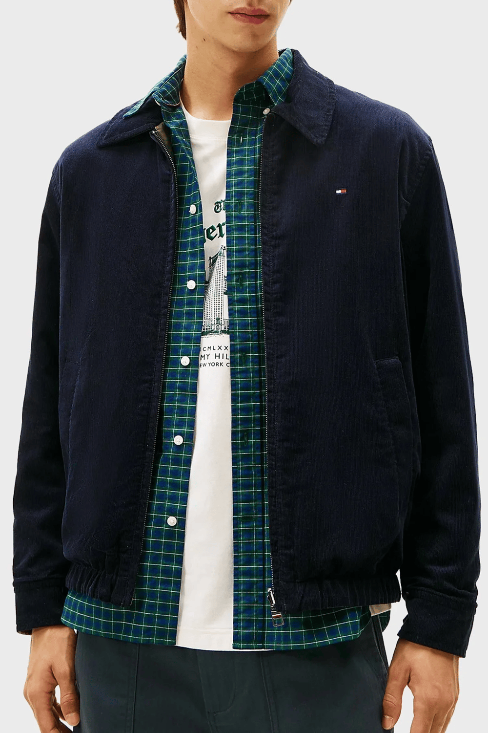 Tommy Hilfiger Tommy Hilfiger Erkek Uzun Kol Gömlek Yaka Düz Mavi Ceket MW0MW40620-DW5