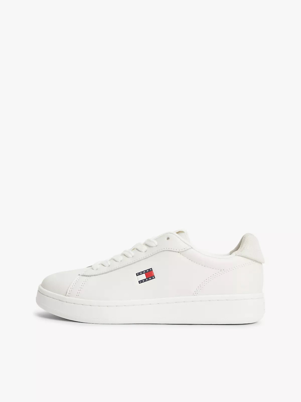 Tommy Hilfiger Tommy Hilfiger Kadın Düşük Bilekli İkonik Bayrak Logo Desenli Süet Detaylı Deri Ekru Sneaker EN0EN03146-YBL