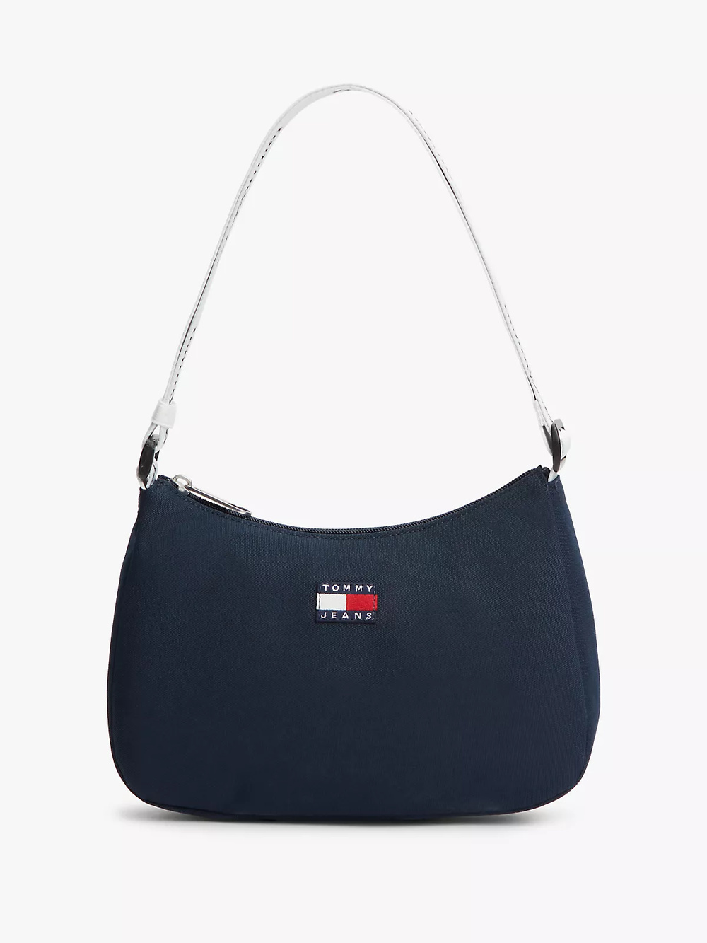 Tommy Hilfiger Tommy Hilfiger Kadın Omuzda Çapraz Askılı Fermuar Kapama Keten Kumaş Lacivert Omuz Çantası AW0AW18463-C1G
