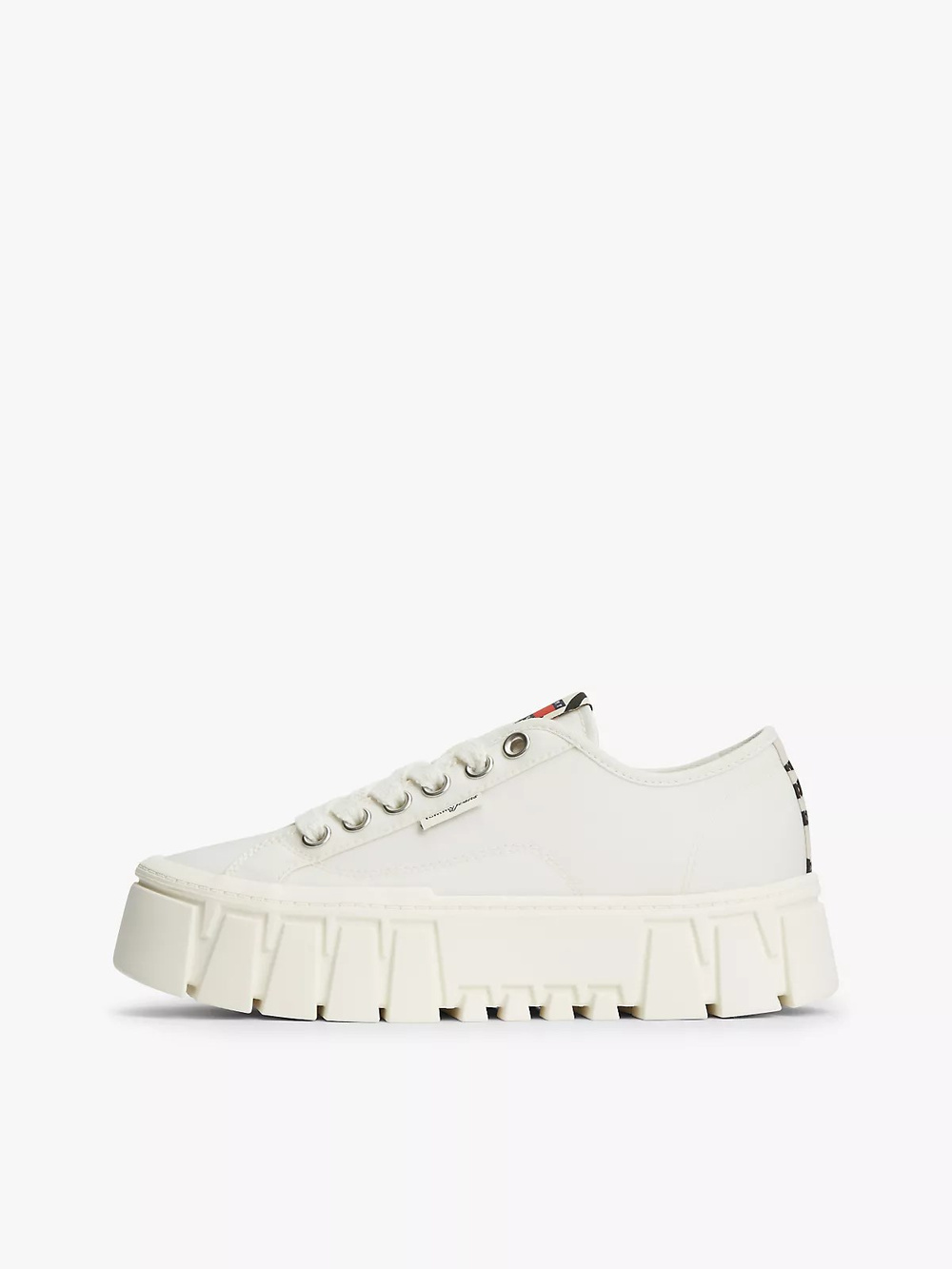 Tommy Hilfiger Tommy Hilfiger Kadın Platform Tabanlı Düşük Bilekli Desenli Ekru Sneaker EN0EN03070-YBI
