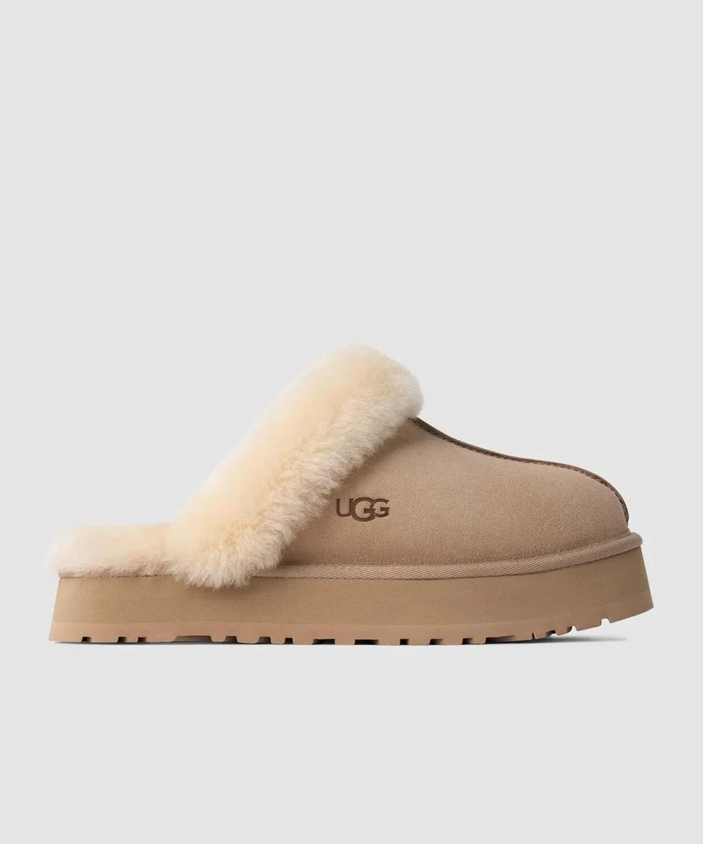 UGG UGG Kadın Rahat Yastık Tabanlı EVA Dış Tabanlı %100 Hakiki Süet Deri Kum Terlik 1122550-SAND