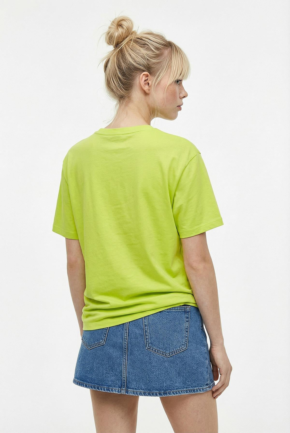 Kadın %100 Pamuk El İşi Flamingo Nakış Detaylı Premium Tasarım T-Shirt 1004 60282049 - Fıstık Yeşili