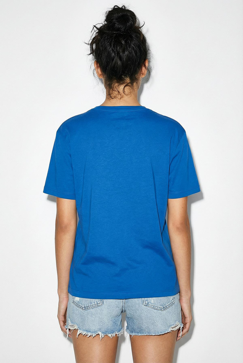 Kadın %100 Pamuk El İşi Minimal Nakış Detaylı Premium Tasarım T-Shirt 1003 60282051 - Gök Mavisi
