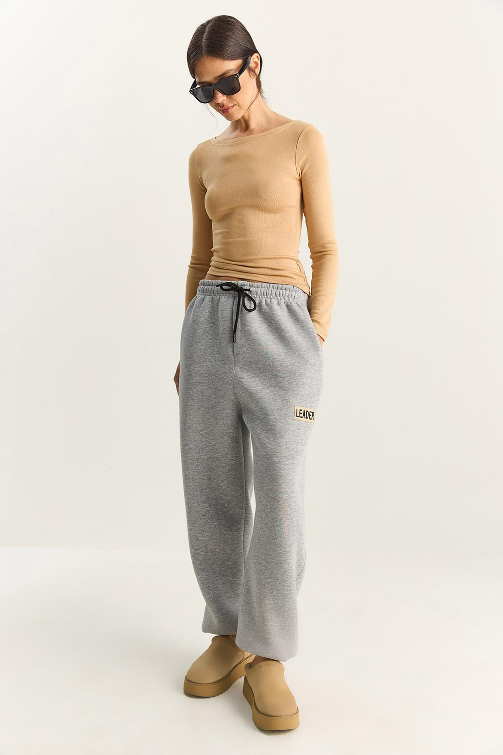 Kadın Basic Jogger Relaxed Polarlı Eşofman Altı 60283860 - Gri Melanj