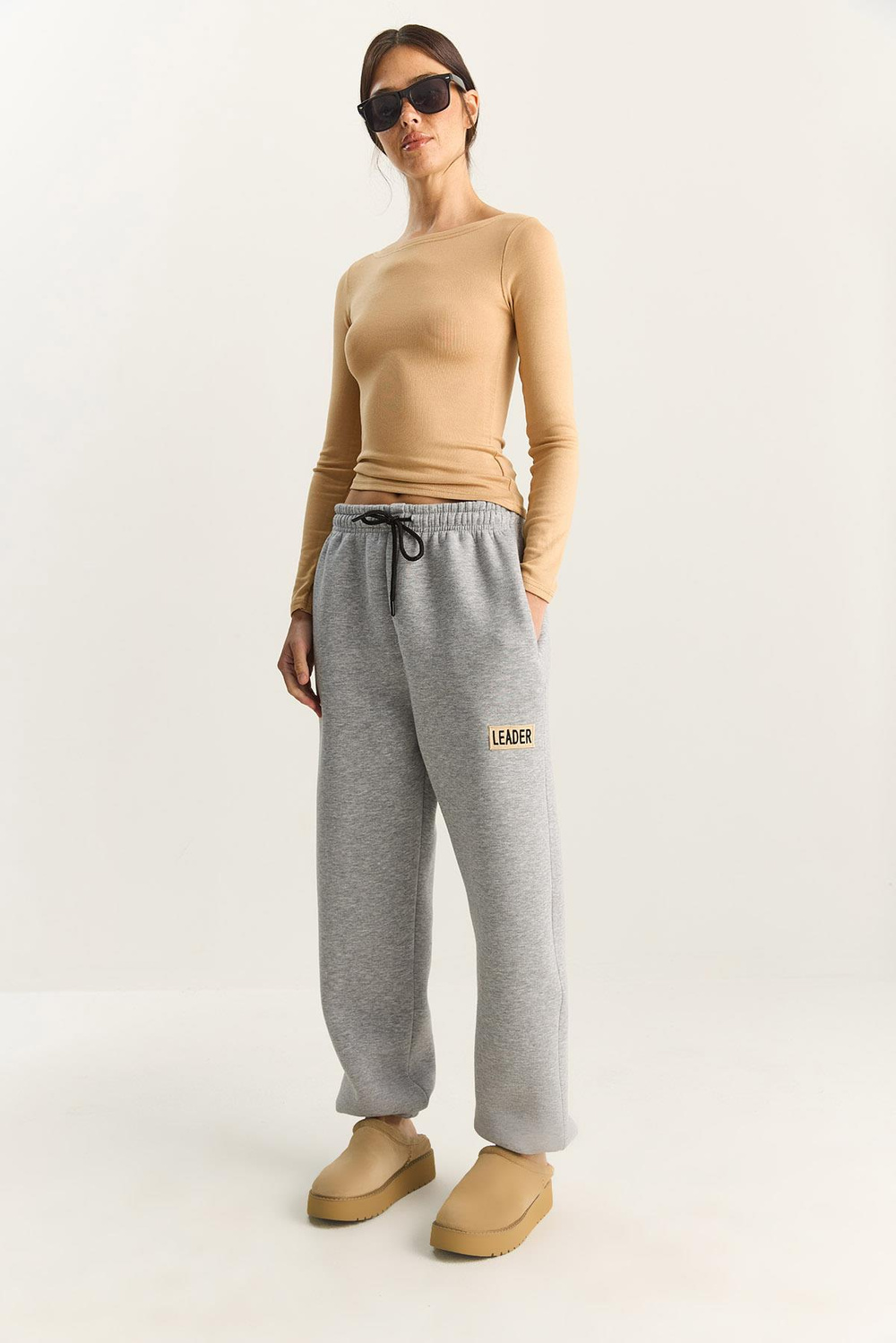 Kadın Basic Jogger Relaxed Polarlı Eşofman Altı 60283860 - Gri Melanj