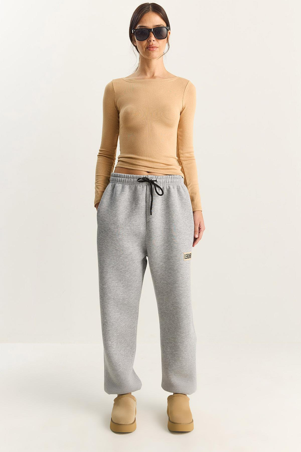 Kadın Basic Jogger Relaxed Polarlı Eşofman Altı 60283860 - Gri Melanj