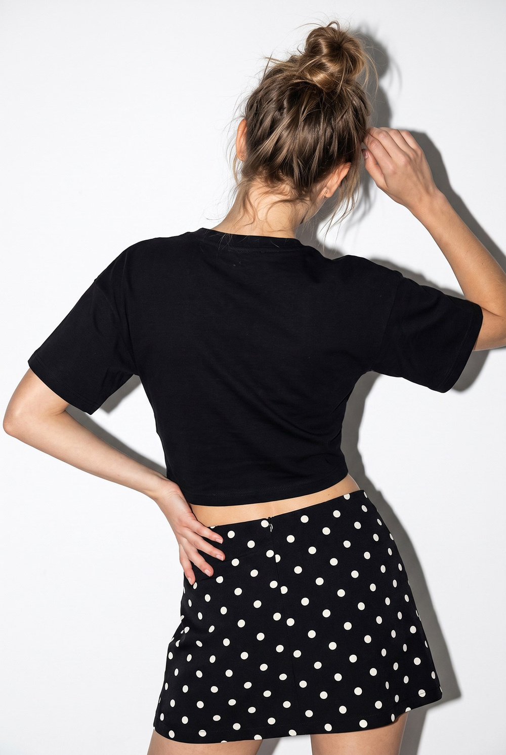 Kadın Bisiklet Yaka Korsaj Dikiş Detaylı Crop Bluz ÖB261040 60286436 - Siyah