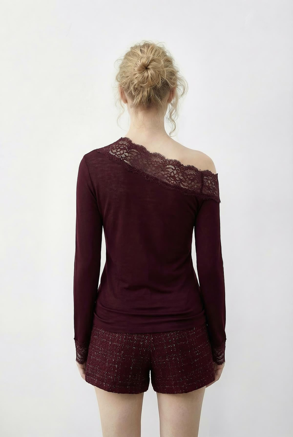 Kadın Dantel Detaylı Madonna Yaka Bluz 1063 60286036 - Bordo