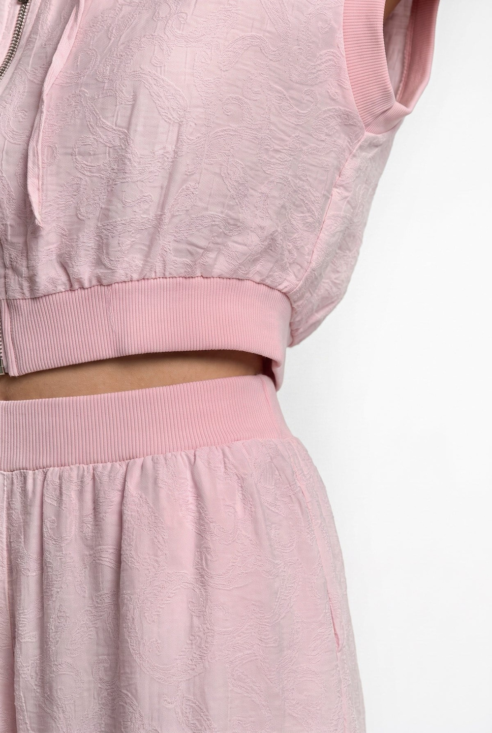 Kadın Desenli Kapüşonlu Yelek Cepli Şalvar Pantolon Takım 4156 60286386 - Pembe