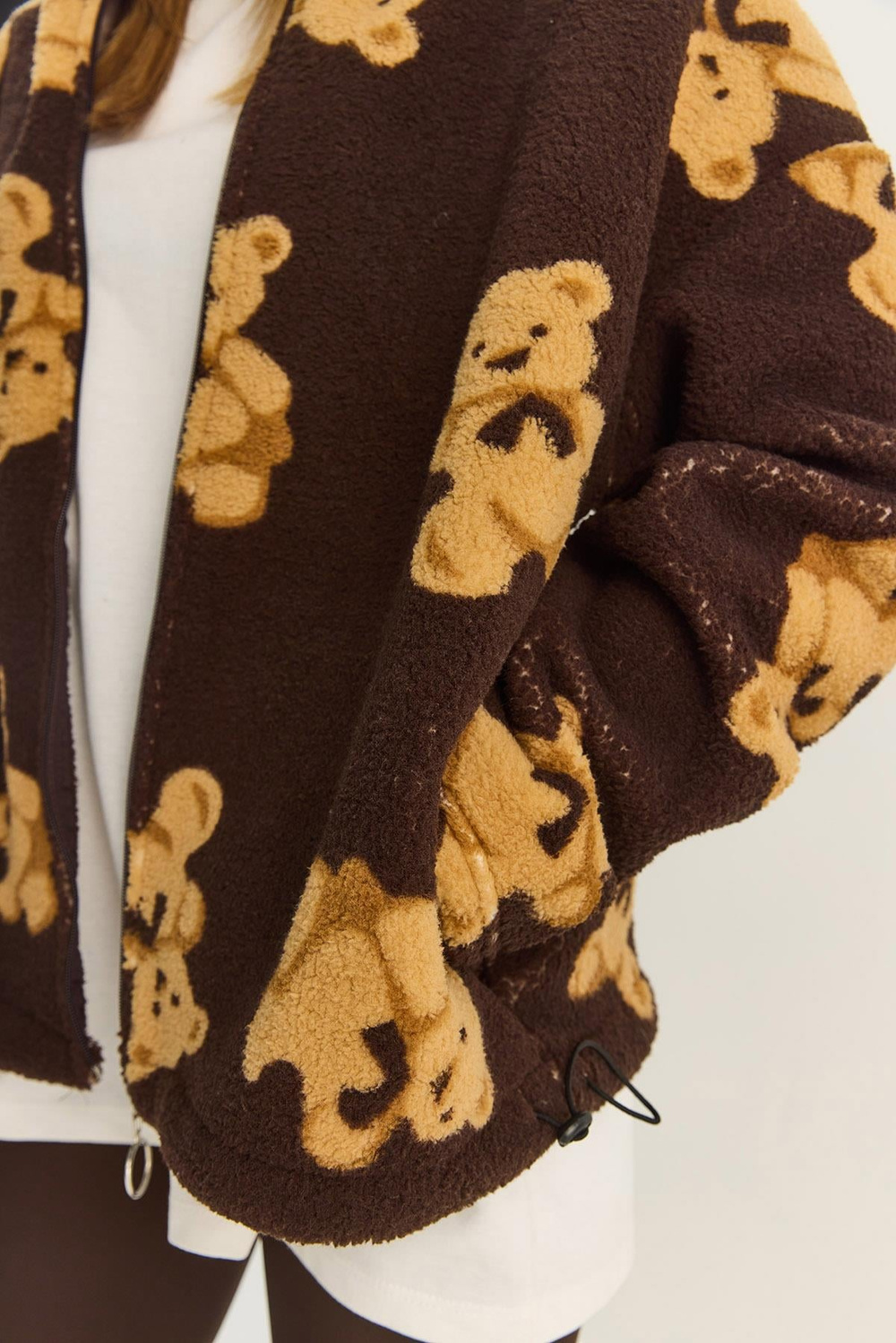 Kadın Kapüşonlu Cep Detaylı Teddy Oversize Polar Sweatshirt 4133 60283893 - Kahverengi