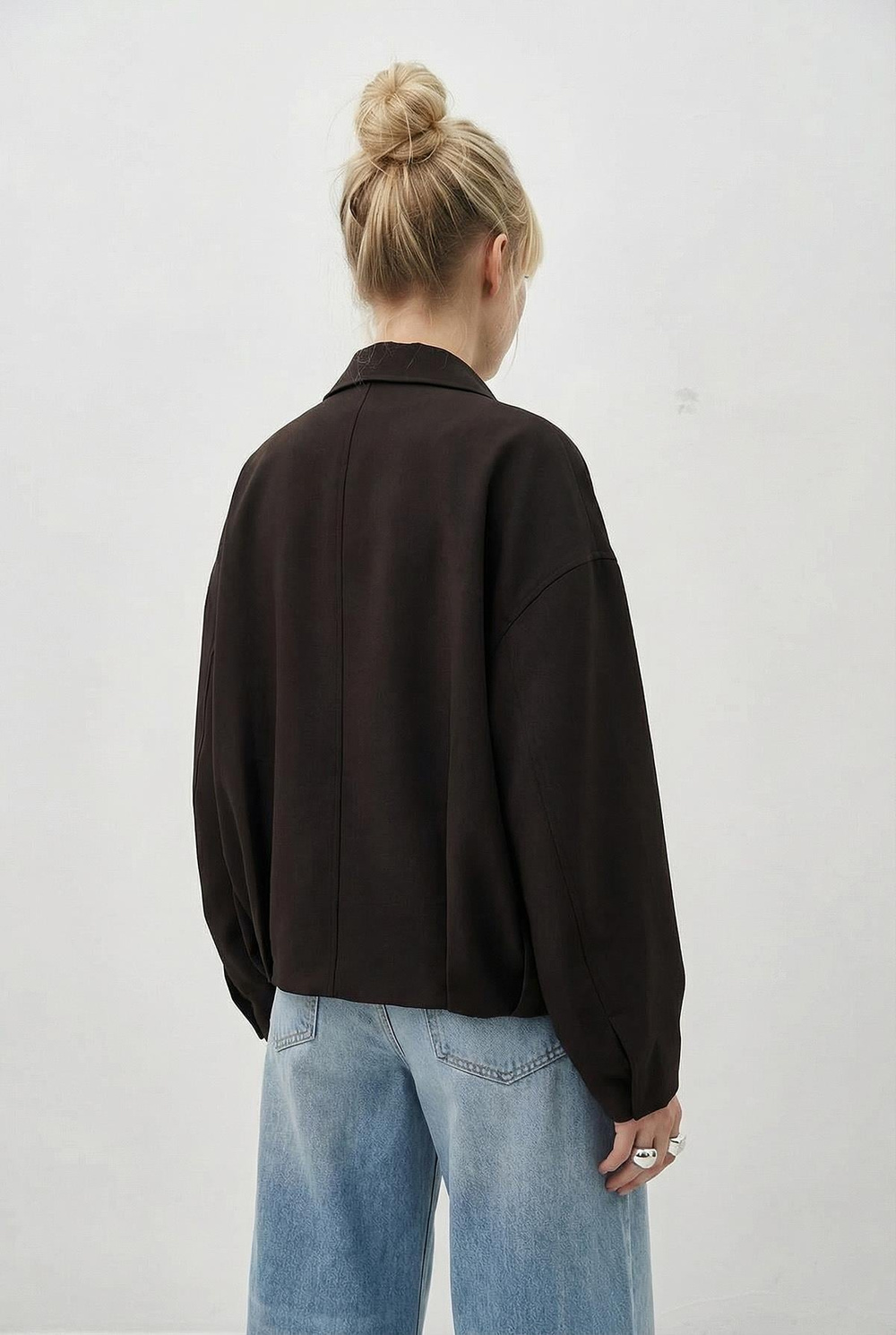 Kadın Oversize Kemer Detaylı Fermuarlı Astarlı Bomber Ceket 2911 60286013 - Acı Kahve