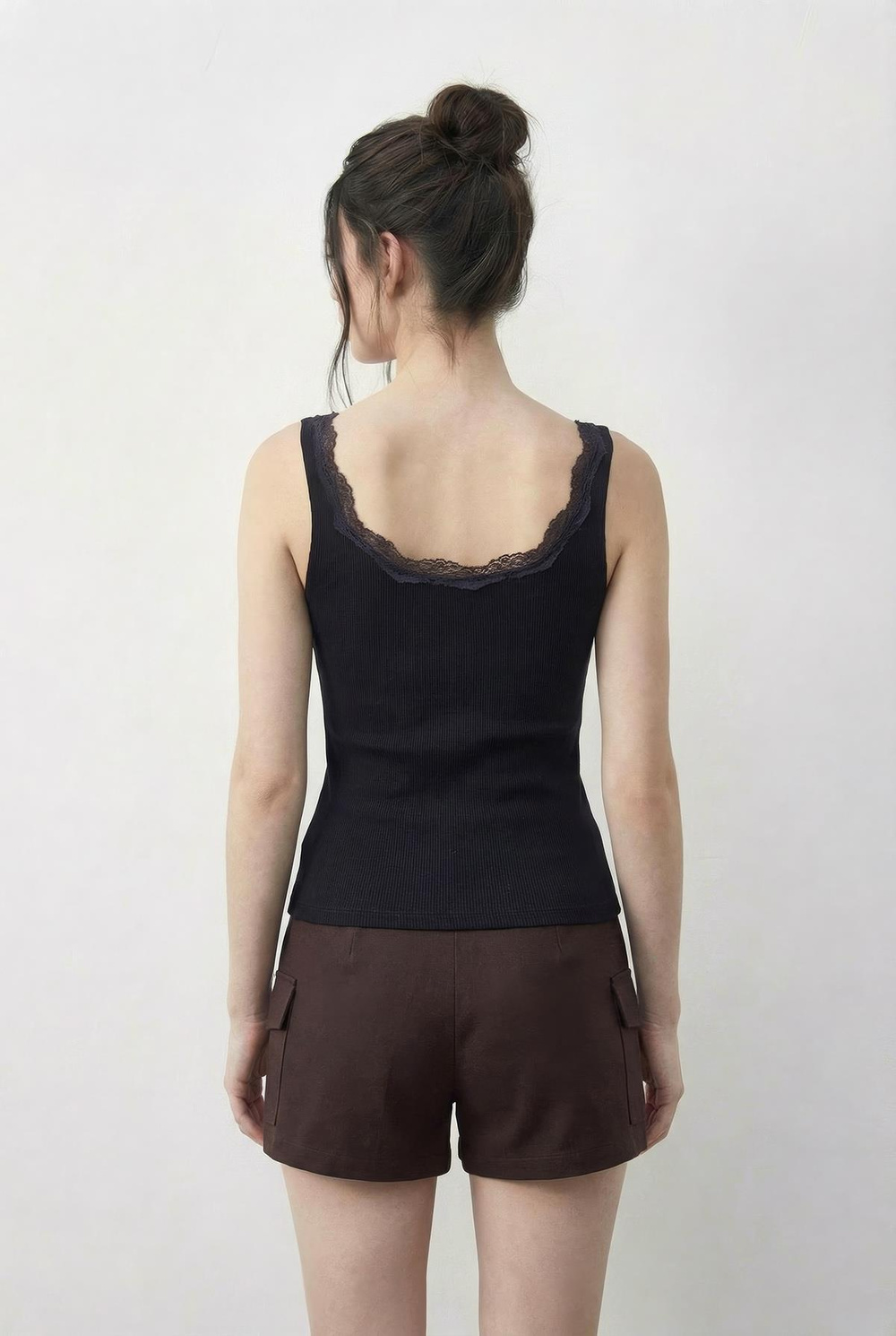 Kadın Pamuklu Slim Fit U Yaka Dantelli Atlet 1053 60286022 - Siyah
