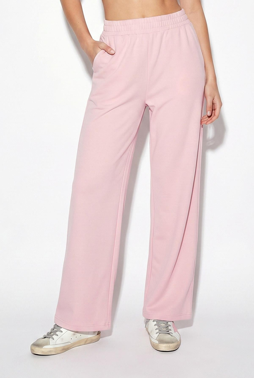 Kadın Şal Detaylı Uzun Kollu Basic T-Shirt Beli Lastikli Bol Pantolon Alt-Üst Modal Takım 4126 60286249 - Pembe
