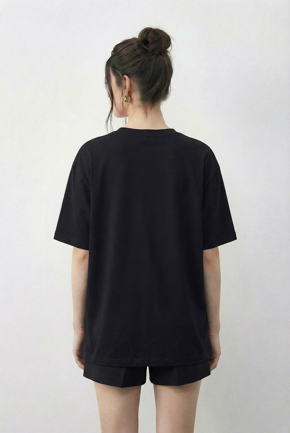 Kadın Taş Baskılı Leopar Desenli Bisiklet Yaka Regular Fit T-Shirt 2209 60283975 - Siyah