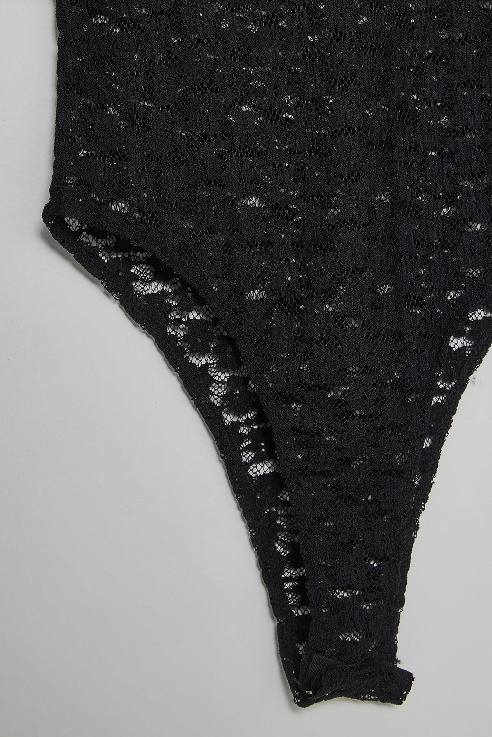 Kadın Uzun Kollu Yarım Balıkçı Yaka Transparan Tül Dantel Bodysuit 1034 60283930 - Siyah