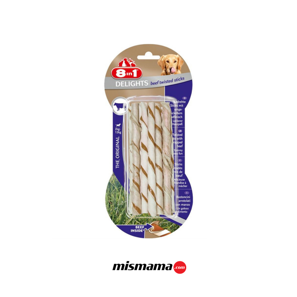 8in1 Delights Biftekli Ağız Sağlığı için Burgu Kemik (10'lu) 55gr
