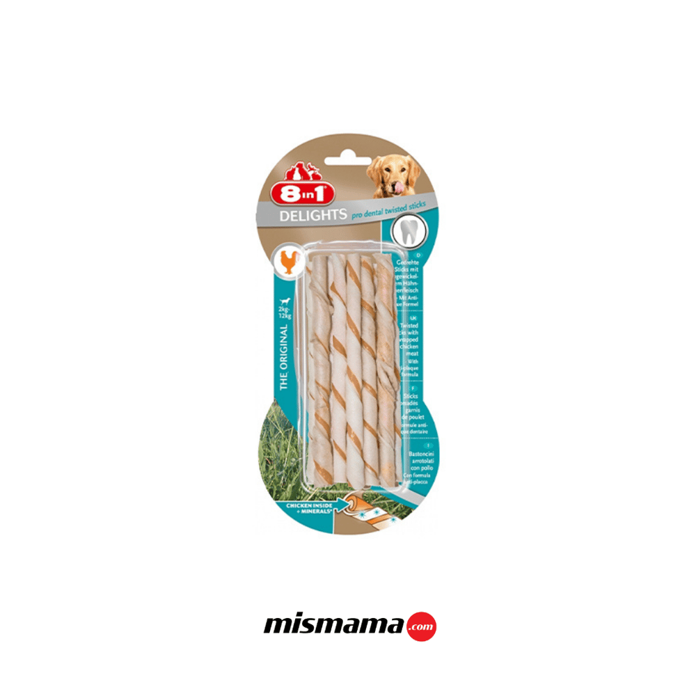 8in1 Delights Pro Dental Diş Sağlığı için Twisted Sticks Köpek Çiğneme Kemiği 55gr