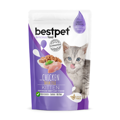 Bestpet Yavru Kediler İçin, Tahılsız, Jöle İçinde Tavuk Parça Etli Yaş Mama 85 gr