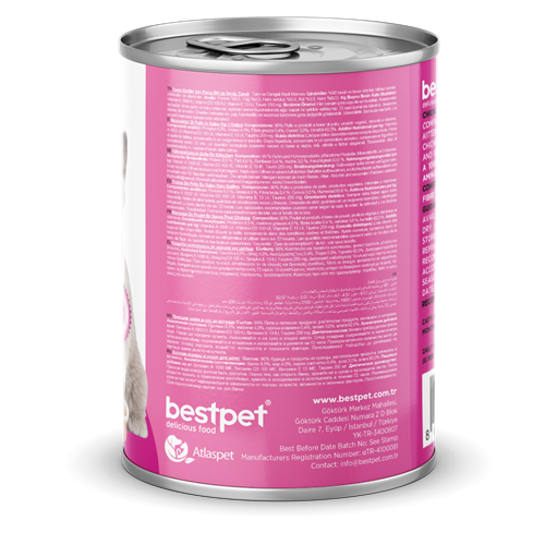 Bestpet Yavru Kediler İçin, Taze Tavuk Parça Etli Ve Soslu Yaş Mama 400 gr