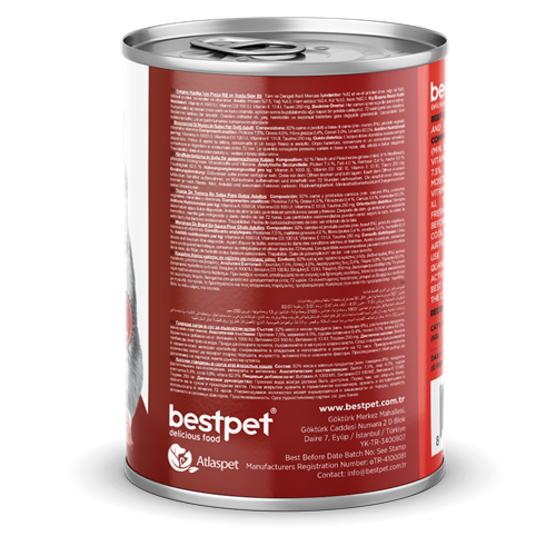 Bestpet Yetişkin Kediler İçin, Taze Sığır Parça Etli Ve Soslu Yaş Mama 400 gr