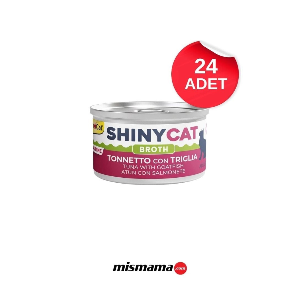 Gimcat Shinycat broth ShinyCat Soslu Ton Ve Barbun Balıklı Konserve Mama 70 Gr x 24 adet