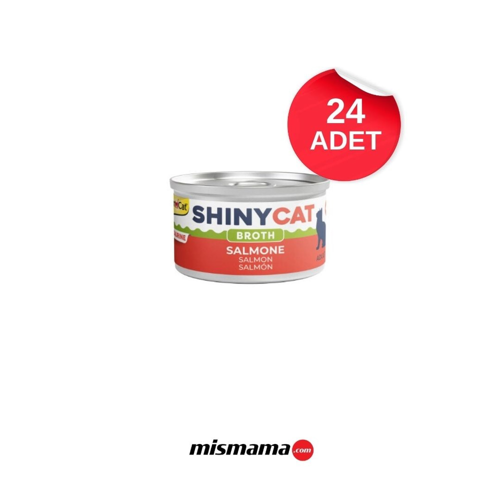 GimCat Shinycat Broth Sos İçinde Somonlu Kedi Konservesi 70gr x 24 adet