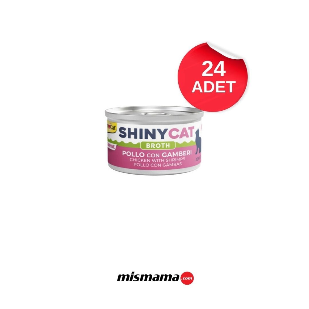 GimCat Shinycat Broth Sos İçinde Tavuklu ve Karidesli Kedi Konservesi 70gr x 24 adet