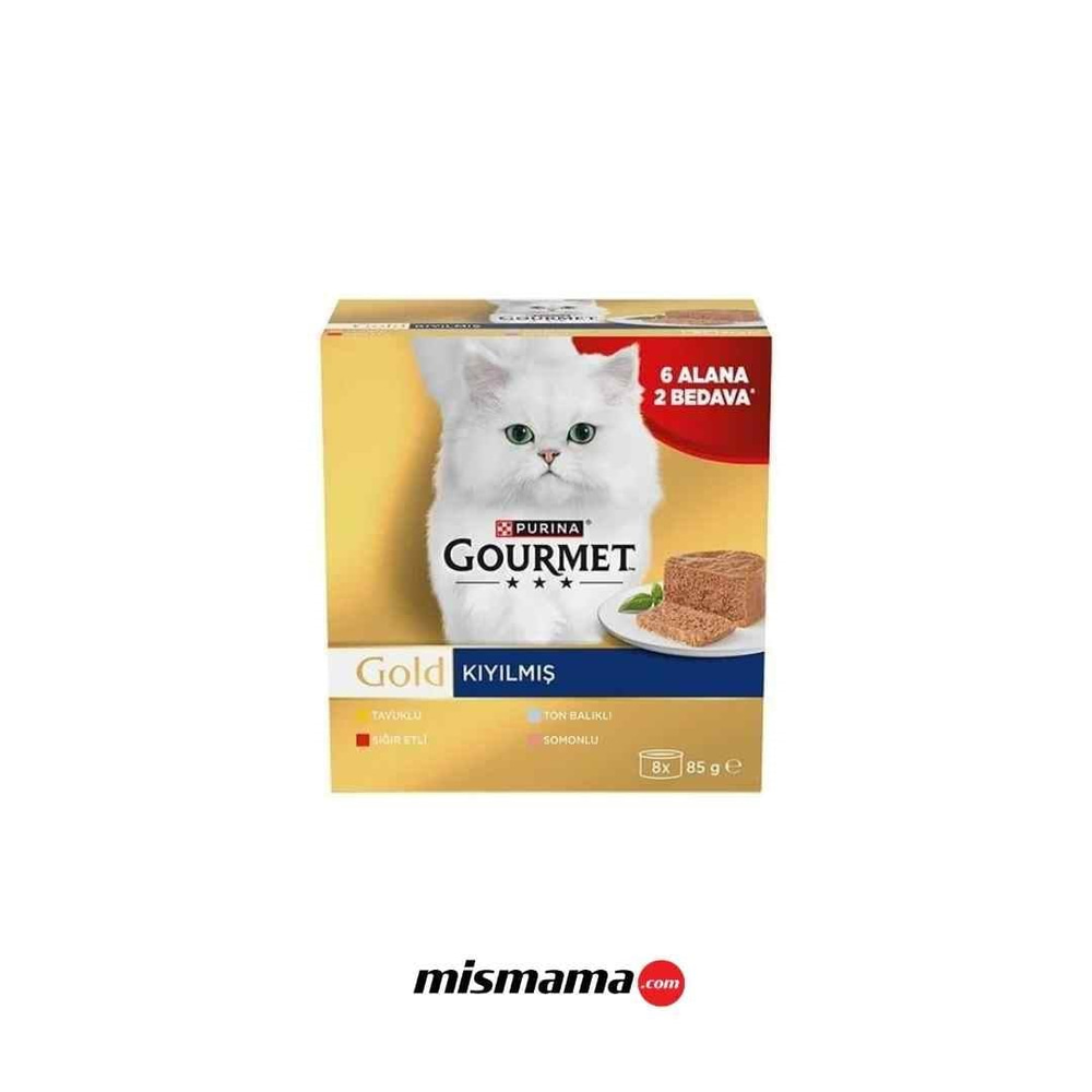 Gourmet Gold Kıyılmış Karışık Çeşitli Yetişkin Kedi Konservesi 8x85gr (8 AL 6 ÖDE)
