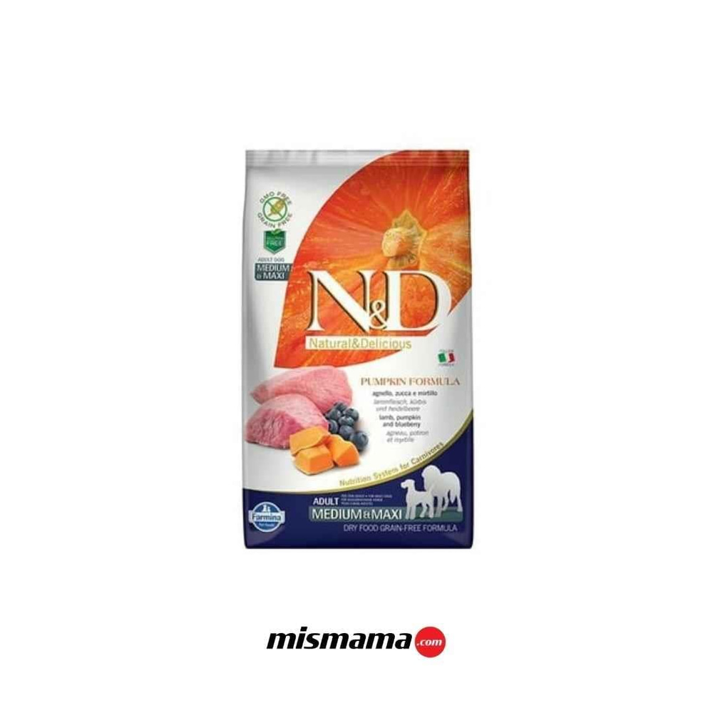N&D Pumpkin Tahılsız Balkabaklı Kuzu Etli Yaban Mersinli 2.5 Kg Medium Maxi Yetişkin Kuru Köpek Maması