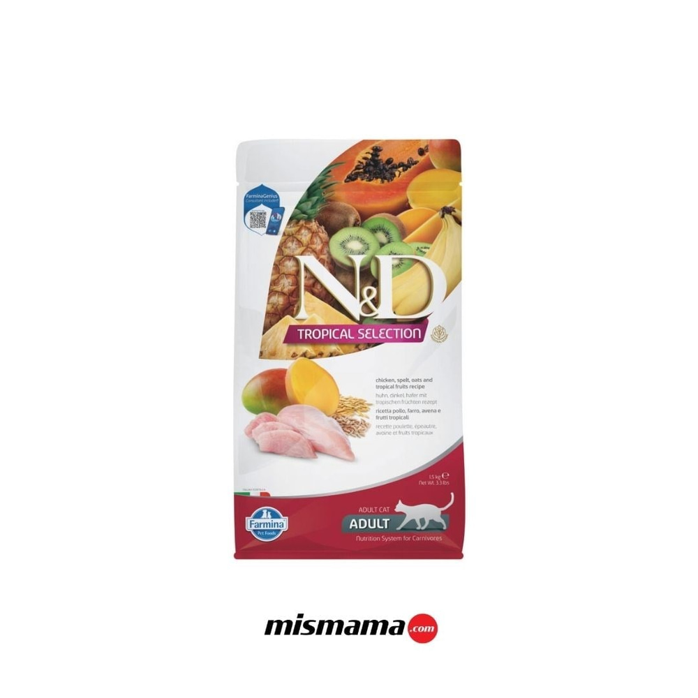 N&D Tropical Selection Tavuklu ve Tropikal Meyveli Yetişkin Kedi Maması 1,5kg