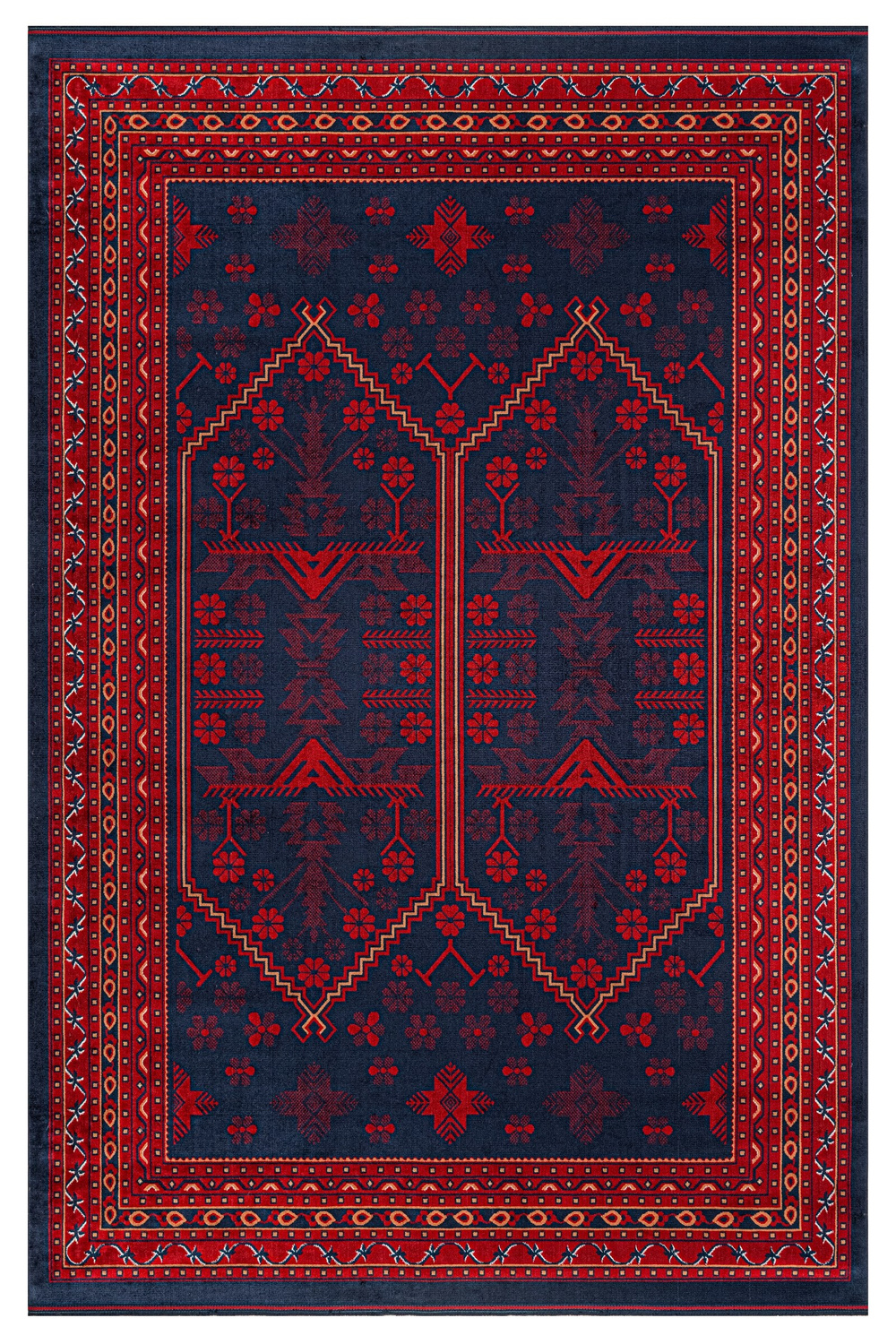 Kendinden Saçaklı Miras 01 Orjinal Modern Renkli Afgan Halısı