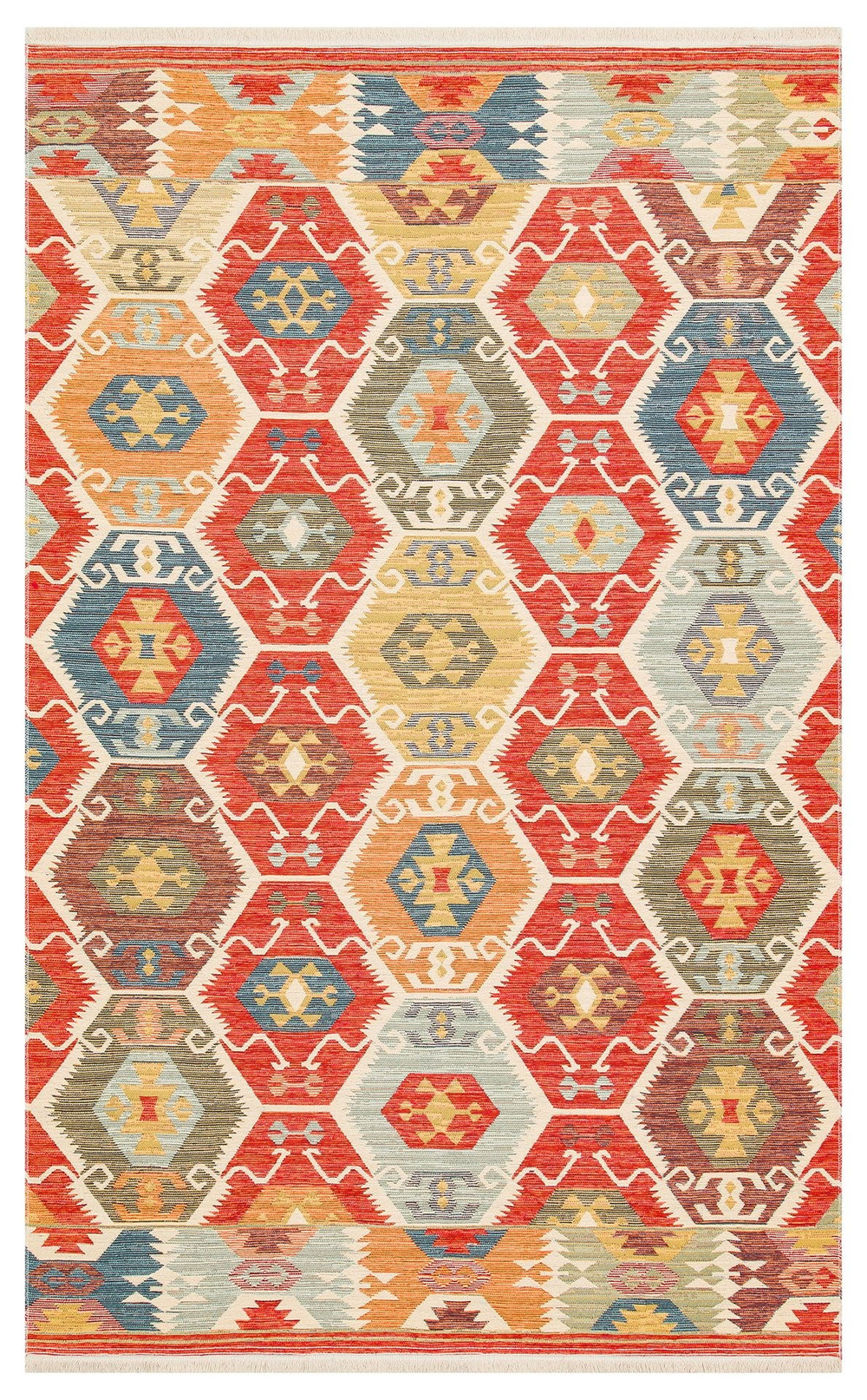 Nevmahall Nomad NMD06 Red Çift Taraflı Yıkanabilir Pamuk Şönil Kilim