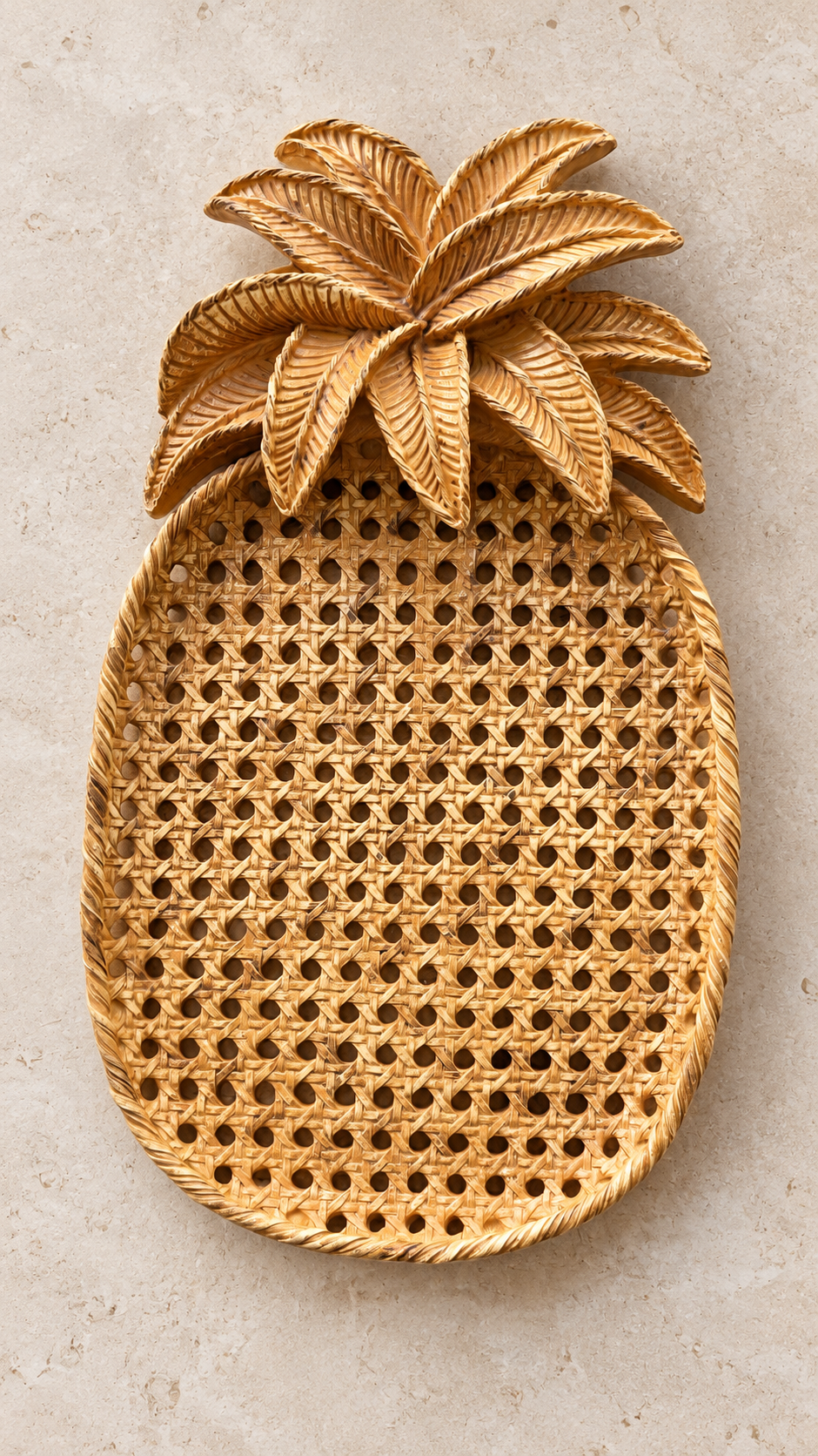 Ananas Formlu Gold Seramik Sunumluk – Hasır Dokulu