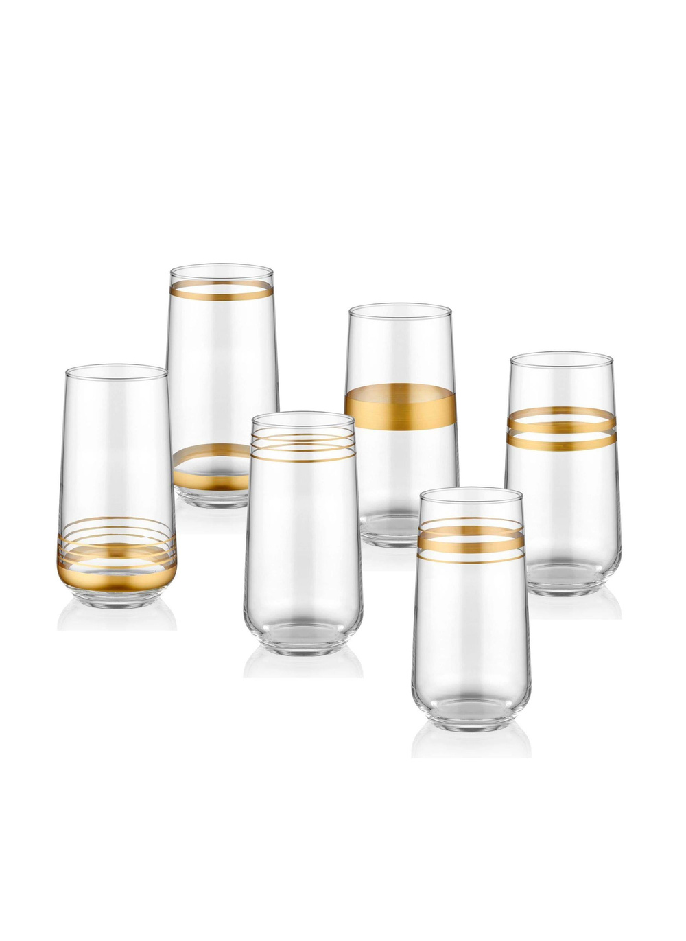  Lınes Su Bardağı Uzun 6 Lı Set -Gold