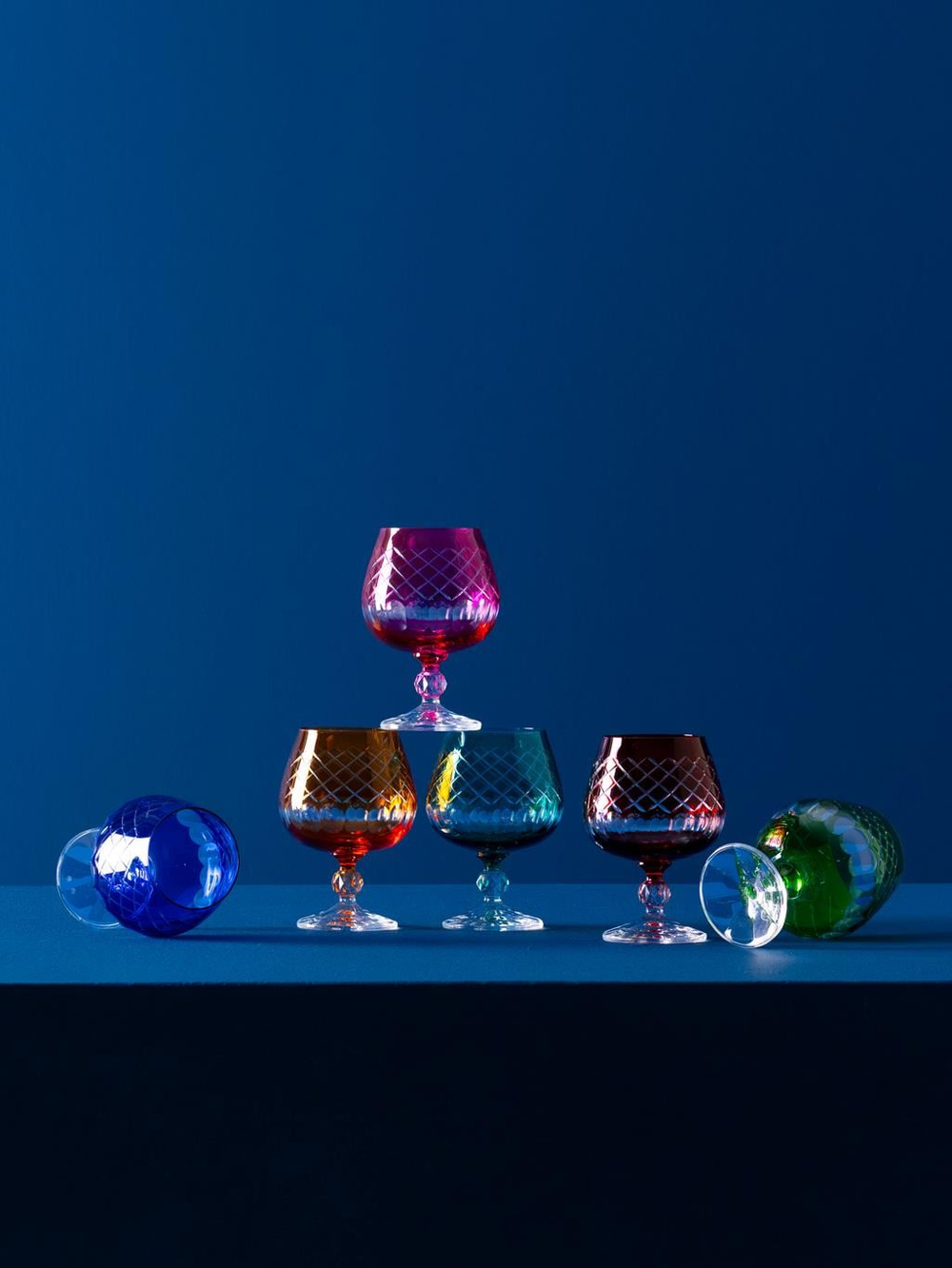 Renkli Kristal İşlemeli Kadeh Seti – 6lı Balon Kadeh