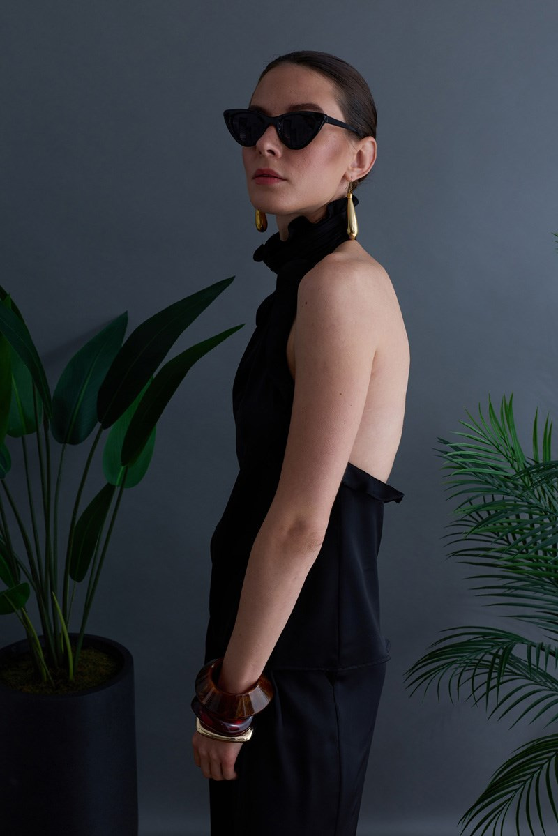 Blade Dark Satin Blouse