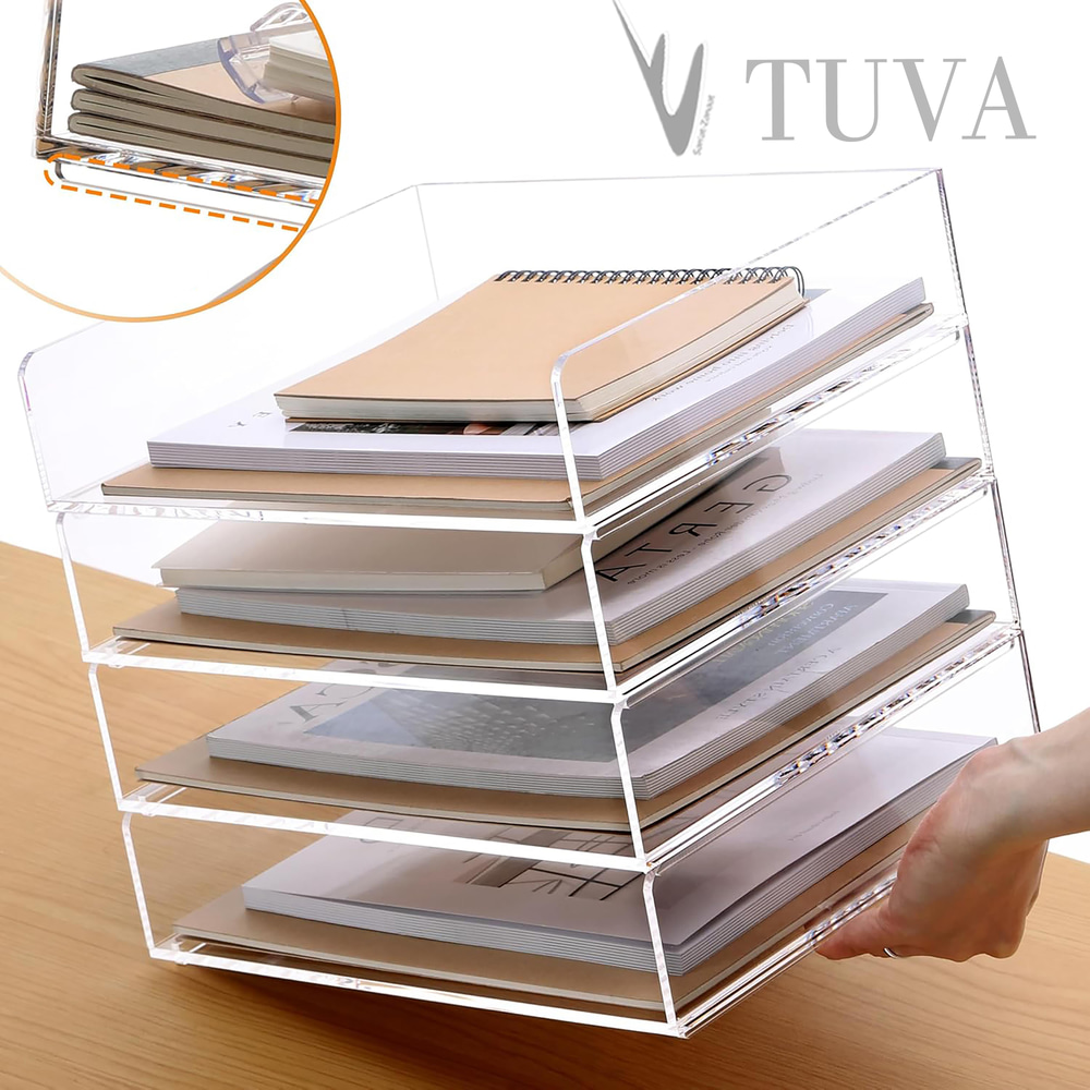 4 & 5 Kat Seçenek Raflı Sade Form Şık Dergi Kitap Zarf Dosya Düzenleyici Organizer | Ev & Ofis Kullanımı | Tuva Modern Masaüstü Organizer