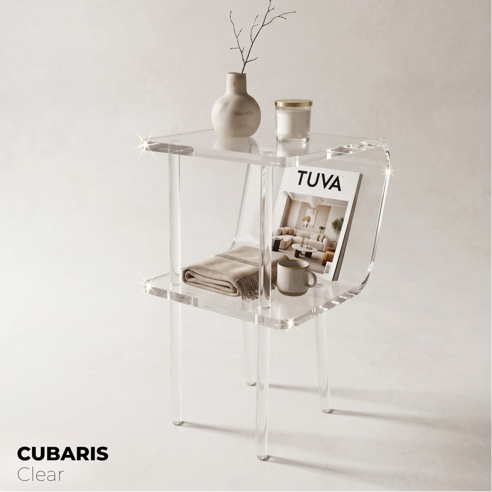 CUBARIS | Premium Akrilik Yan Sehpa | Modern Şeffaf Pleksi Komodin