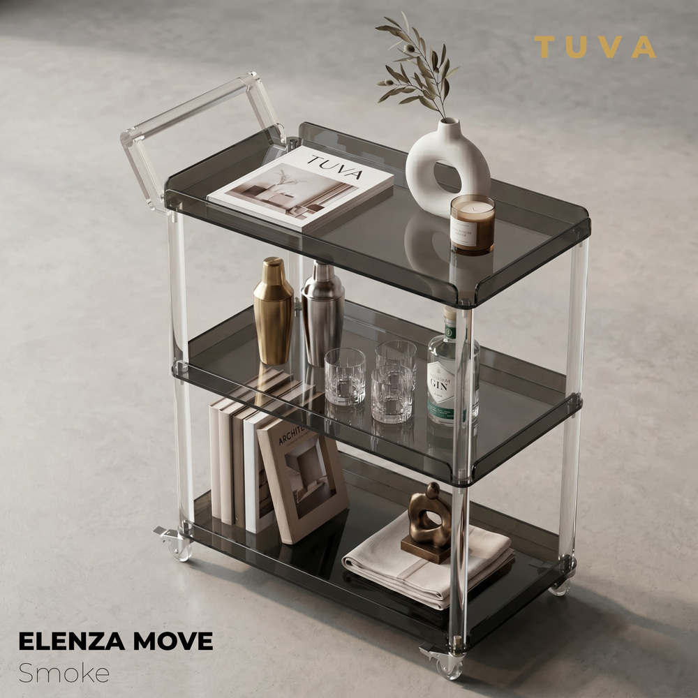 ELENZA MOVE | Akrilik Yan Sehpa Servis Arabası & Lüks Bar Arabası | TUVA Collection