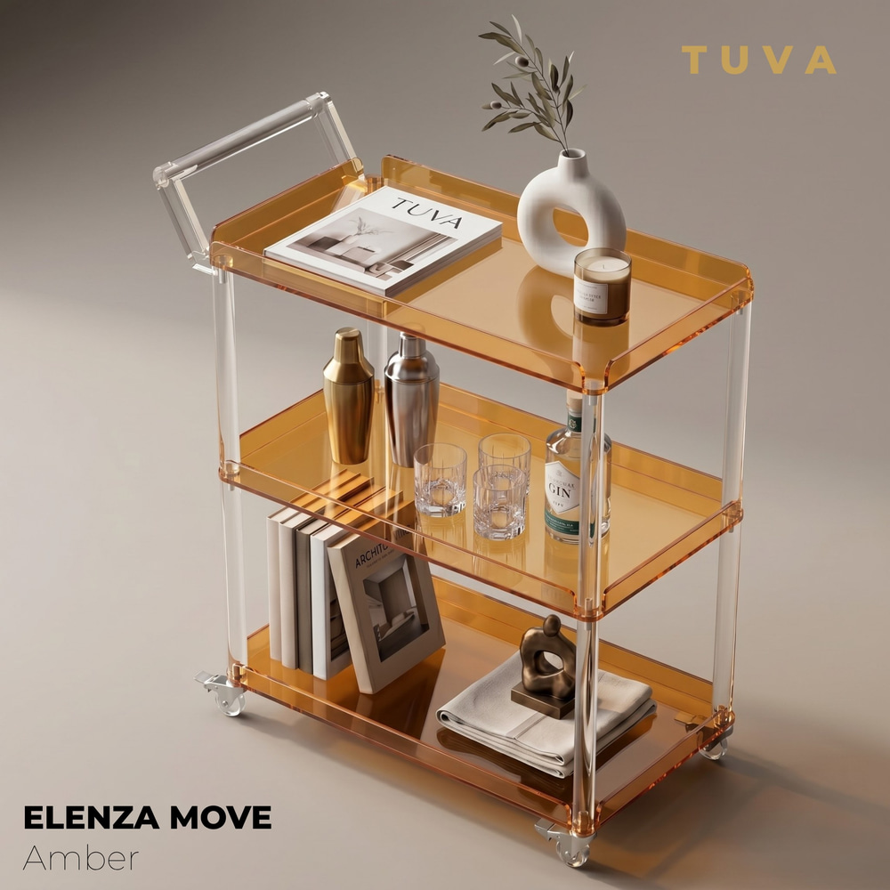 ELENZA MOVE | Akrilik Yan Sehpa Servis Arabası & Lüks Bar Arabası | TUVA Collection
